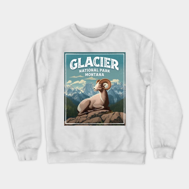 Glacier National Park Bighorn Sheep Crewneck Sweatshirt by MarkusShirts